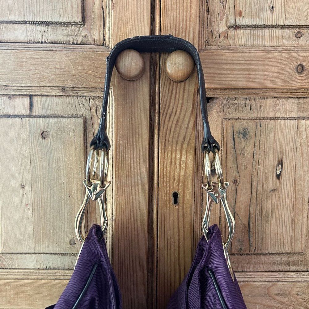 JPK Paris 75 Purple Shoulder Bag Gold Hardware Boho Slouchy Purse - Flawed - Picture 2 of 14